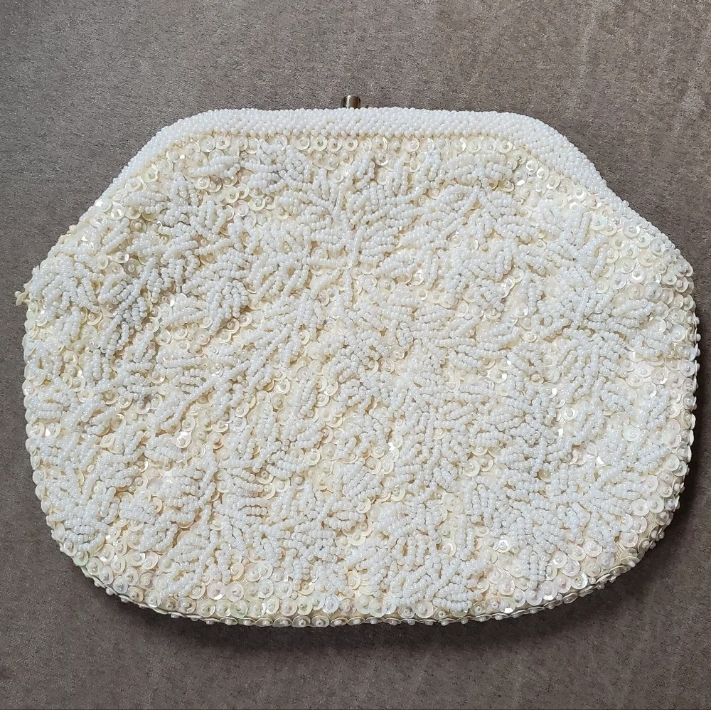 Vintage Handmade Hong Kong Beaded Clutch Purse, Mid-Century Item